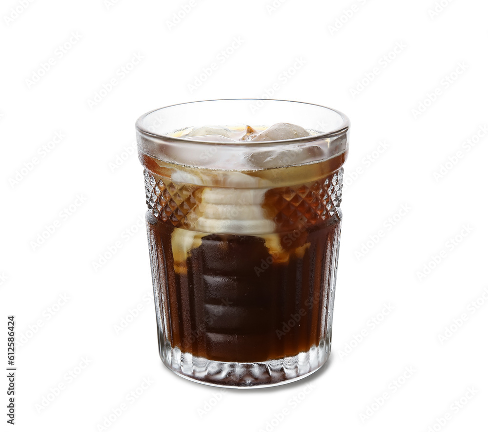 Glass of ice coffee on white background Glass of ice coffee on white background