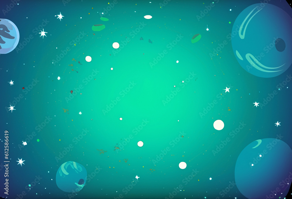 abstract outer space wallpaper, cosmos or space background in cartoon style created with generative ai technology