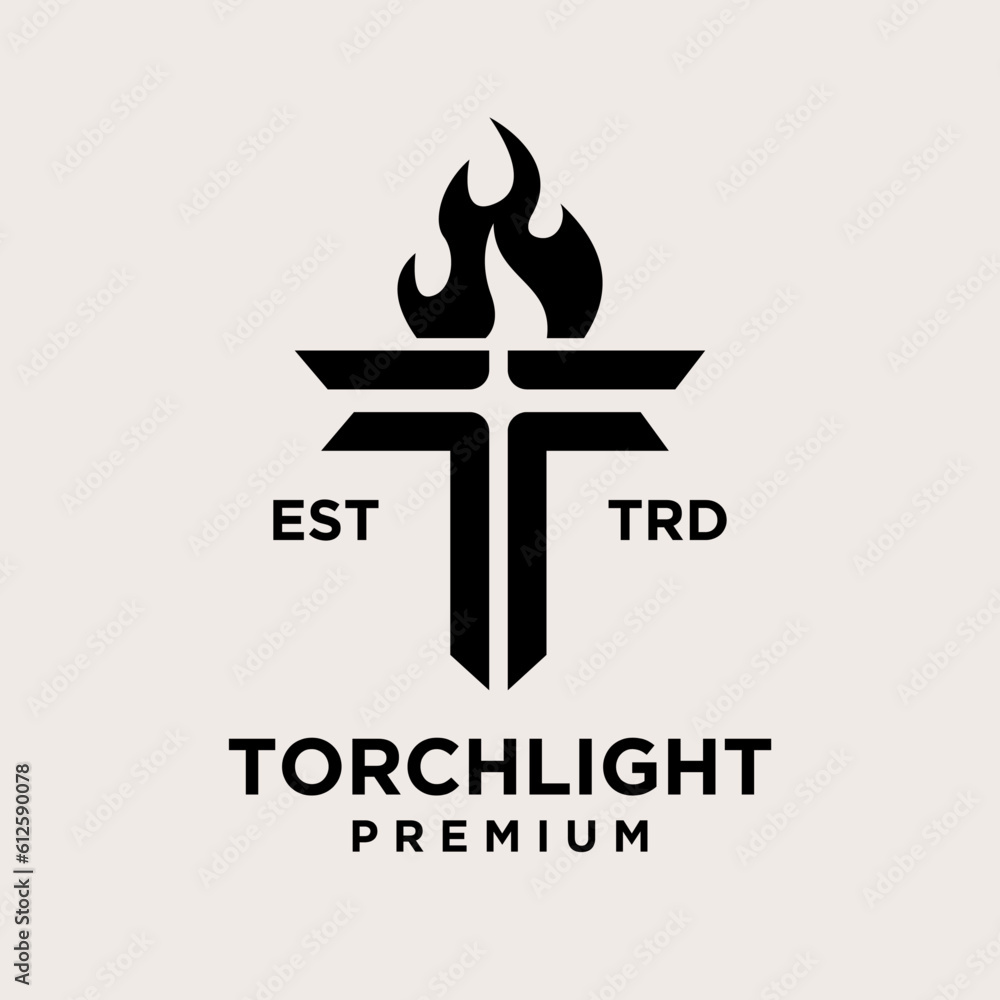 Torch letter t Logo icon design illustration Torch letter t Logo icon design illustration