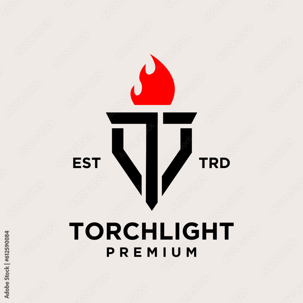 Torch letter t Logo icon design illustration Torch letter t Logo icon design illustration