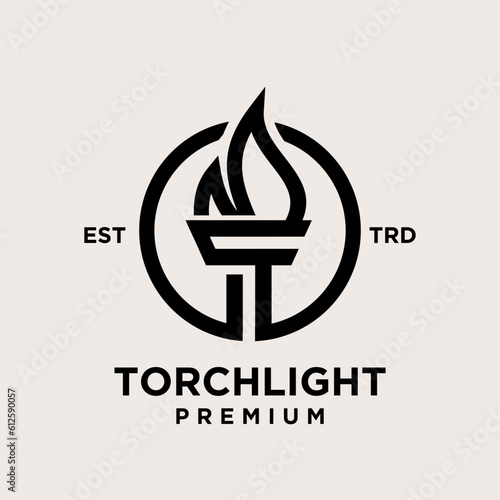 Torch letter t Logo icon design illustration