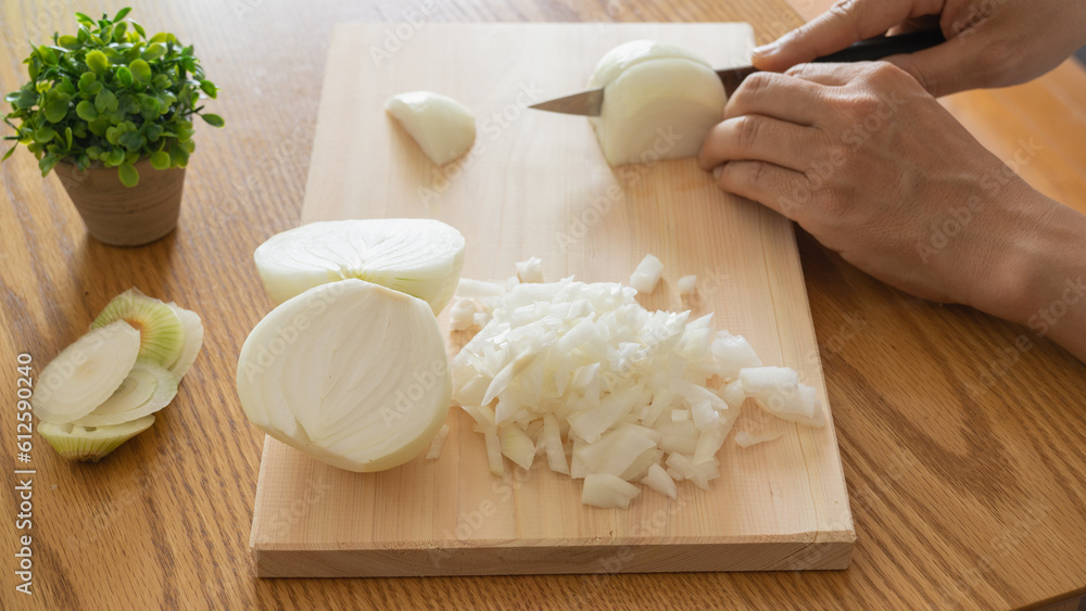 Obraz premium 玉ねぎを切る イメージ
