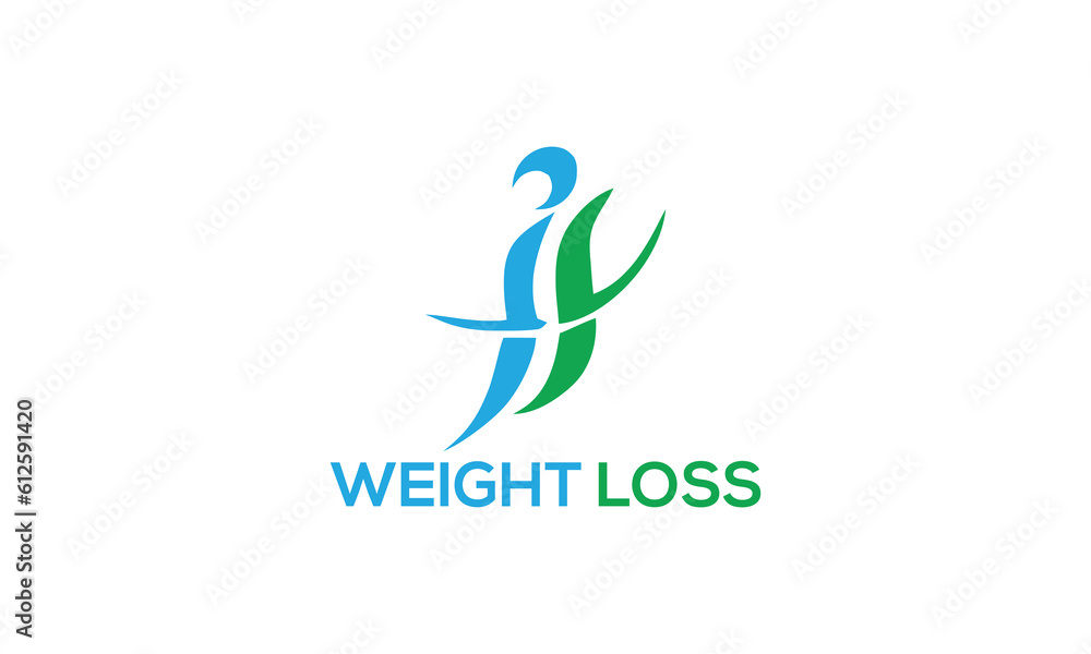 Logo of a weight loss product or a company against the white background Logo of a weight loss product or a company against the white background
