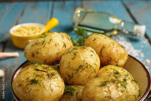 Plate of boiled baby potato...