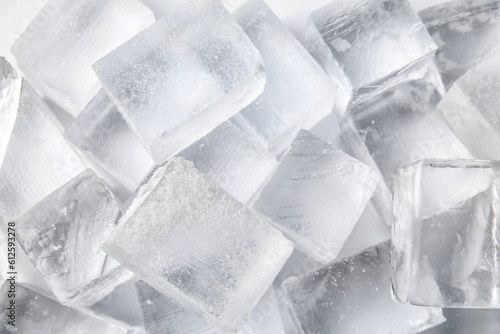 Fotografija Many clear ice cubes as background, top view