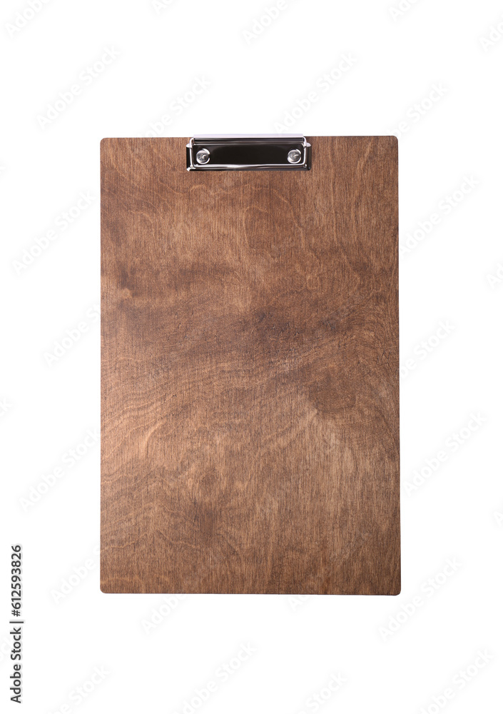 Wooden clipboard isolated on white, top view Wooden clipboard isolated on white, top view