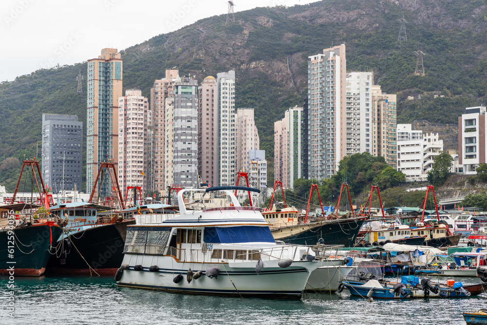 Ap Lei Chau fishing harbor in Hong Kong