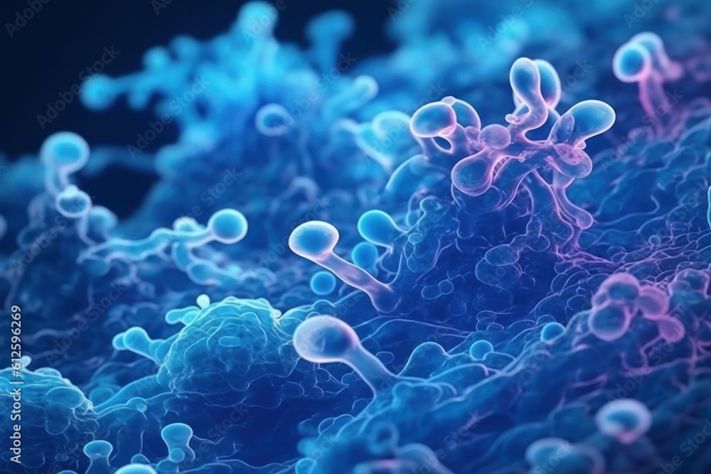 Bacteria cells under a microscope. AI generated, human enhanced Bacteria cells under a microscope. AI generated, human enhanced