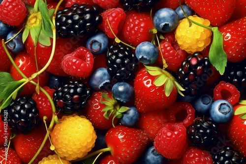 Appetizing tasty berry background. The concept of proper nutrition and vitamins in the crop. AI generated