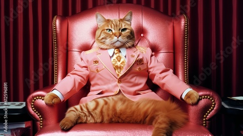 king red cat sitting on a chair