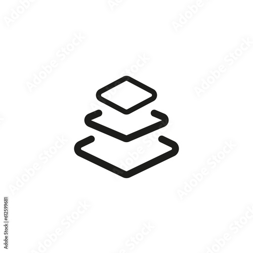 3 layer icon, stack level, height floor thin line web symbol. Vector illustration. stock image.