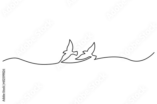 continuous line drawing of flying up dove. Bird symbol of peace and freedom. stock image.