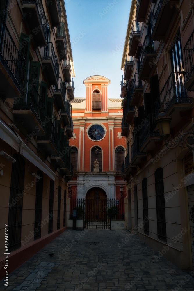 Vertical shot of the Santa Anna abbey in Malaga, Spain.