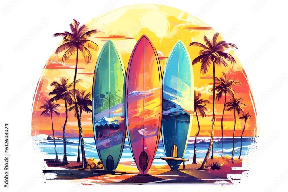 surfboard on the beach - obrazy, fototapety, plakaty 
