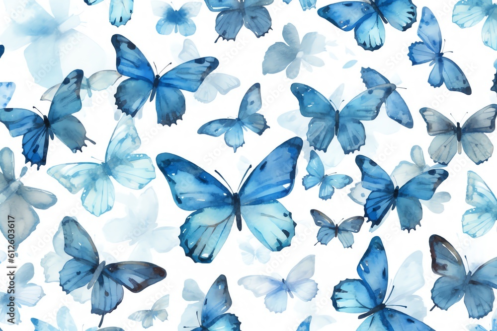 Fototapeta premium seamless background with blue butterflies