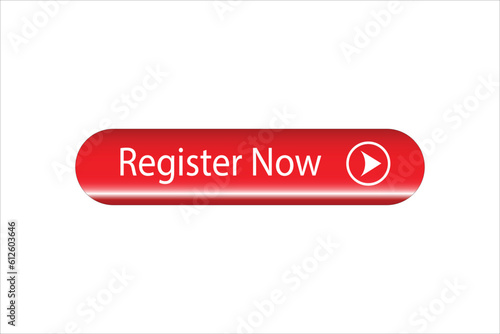  register now 3d red button.Vector web button.