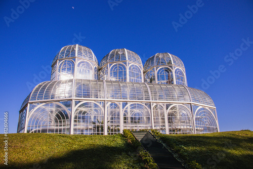 Greenhouse at the Botanical Garden of Curitiba capture in a sunny day in Brazil. 