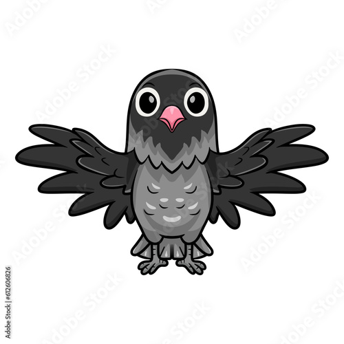 Cute mauve gray masked lovebird cartoon flying