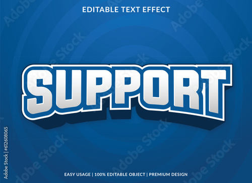 support editable text effect template with abstract background and 3d style use for business brand and logo