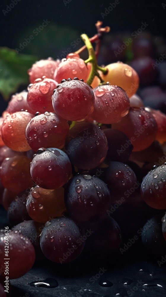 a photo of purple grape fruit surrounded by drops of rain water generative ai a photo of purple grape fruit surrounded by drops of rain water generative ai
