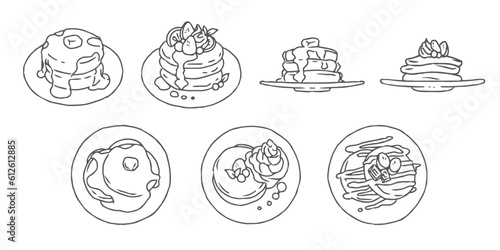 パンケーキの手書きイラスト2、シンプルなベクター素材集