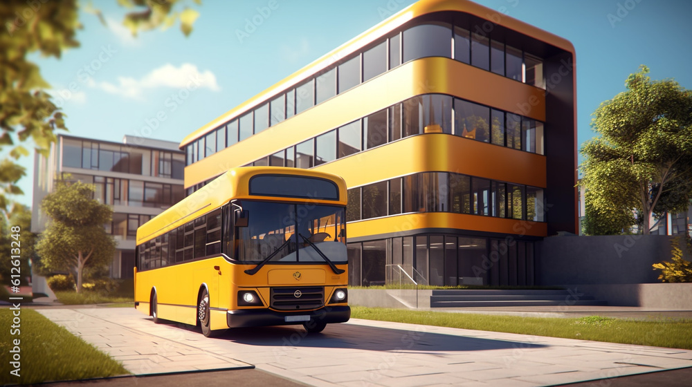 modern yellow school bus transportation Generative AI