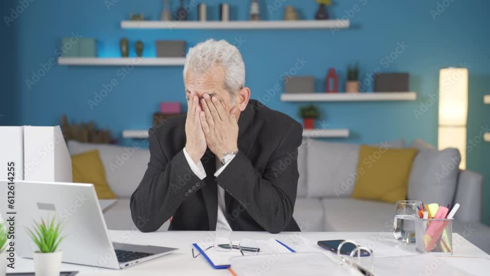 Home office worker man has eye pain. Home office worker man has eye pain.