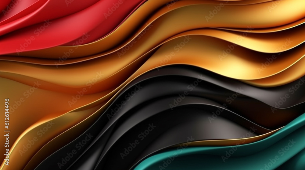 red, black, gold abstract wavy background Generative AI red, black, gold abstract wavy background Generative AI