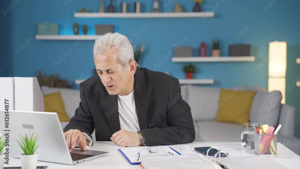 Home office worker man has visual impairment problem. Home office worker man has visual impairment problem.