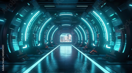 ネオンのトンネル,Generative AI AI画像 © beeboys