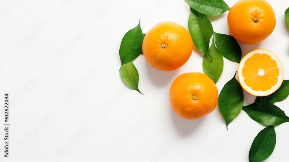orange with leaf in white background ai generative orange with leaf in white background ai generative
