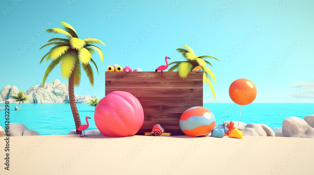 summer holiday beach background ai generative