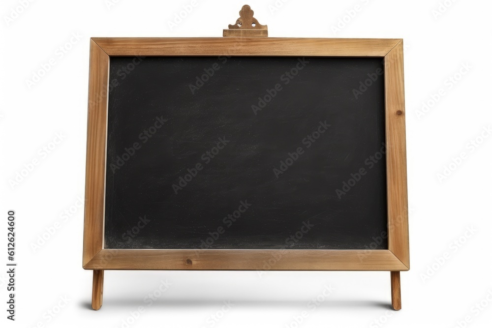 School blackboard on easel isolated on blue background, Generative AI School blackboard on easel isolated on blue background, Generative AI