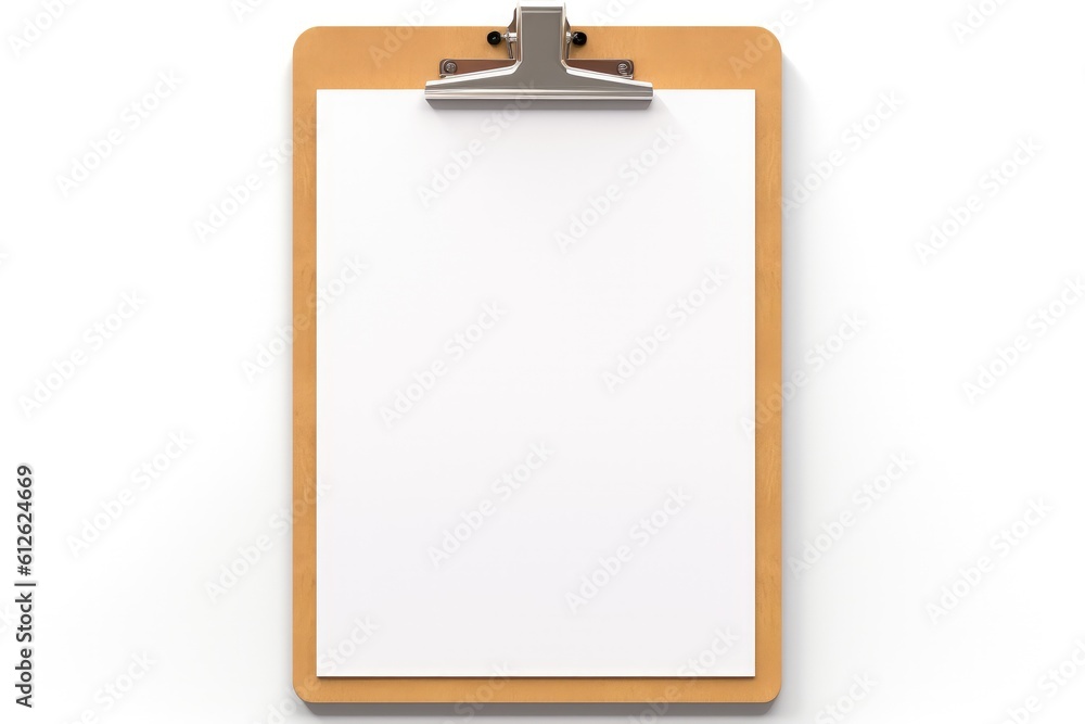 Clipboard with blank sheet isolated on white background, Generative AI Clipboard with blank sheet isolated on white background, Generative AI