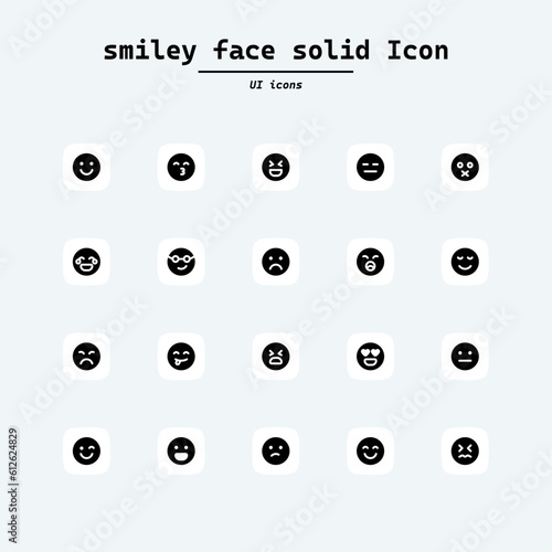 Emoji emoticons set isolated. Line art faces with different funny emotions. Simple modern design icons. Chat elements.Collection ui icons with squircle shape. Web Page, Mobile App, UI, UX design.