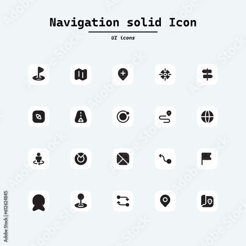 Location icons set. Navigation icons. Map pointer icons. Location symbols. Collection ui icons with squircle shape. Web Page, Mobile App, UI, UX design.
