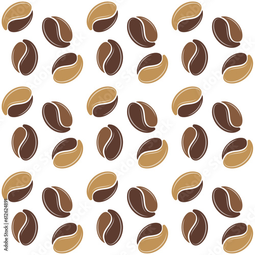 Vector seamless pattern of coffee beans on a white background for print and design