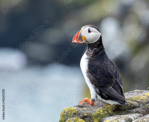 Closeup of a cute puffin perched on a rock © Sarahlou Photography/Wirestock Creators