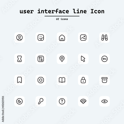 set of ui ux icon set, user interface icon set collection. Collection ui icons with squircle shape. Web Page, Mobile App, UI, UX design.