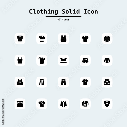 Simple Set of sewing and taylor clothing Related lineal style Vector icon. diffrent type of cloths male and female. collection ui icons with squircle shape. Web Page, Mobile App, UI, UX design.