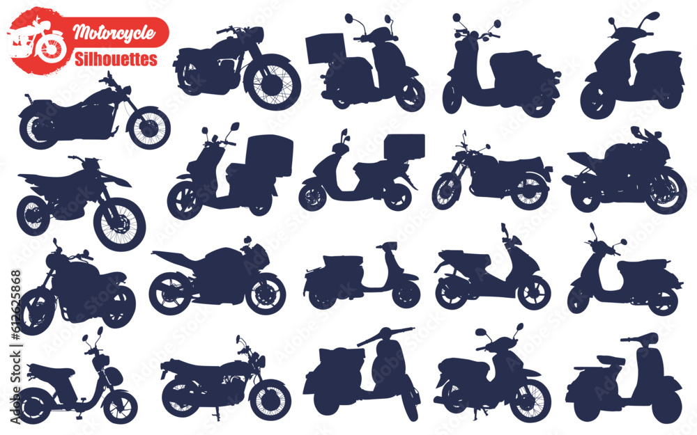 Motorcycle or Modern Bike Silhouettes Vector Illustration Motorcycle or Modern Bike Silhouettes Vector Illustration