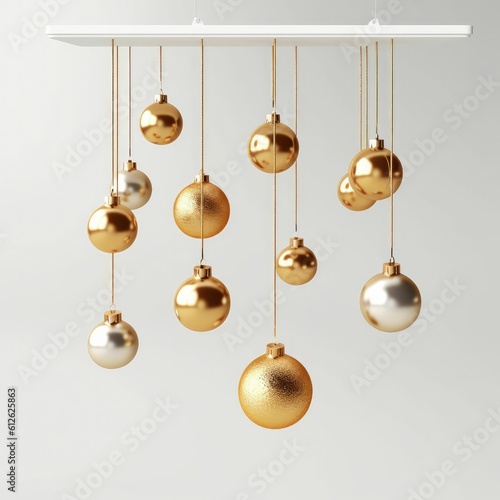 hanging Christmas ball lamp and bell decoration with generative ai 