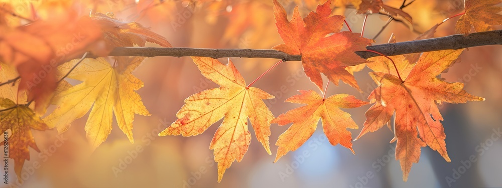 a photo showing the colors of the maple tree foliage, in the style of shallow depth of field, golden light, background a photo showing the colors of the maple tree foliage, in the style of shallow depth of field, golden light, background