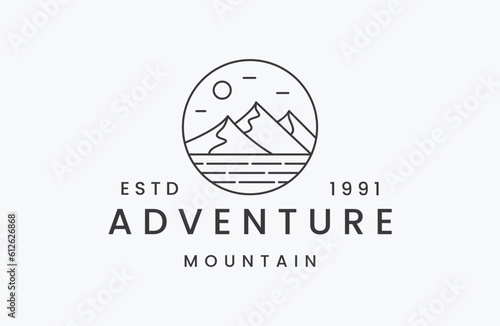 Adventure mountain logo vector icon illustration hipster vintage retro .