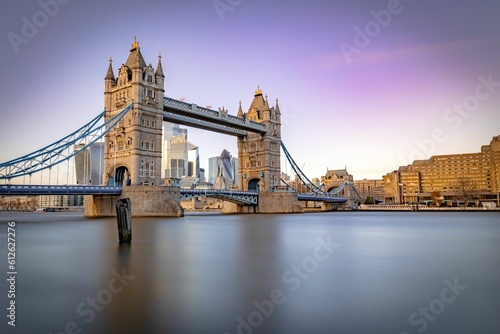 Photography Landscape of the Tower Bridge over the Thames with long exposure in London, the