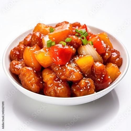 sweet and sour chicken with sesame seeds photo