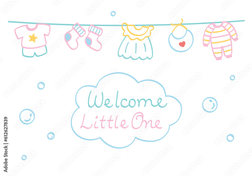 Hand drawn baby clothes  - card