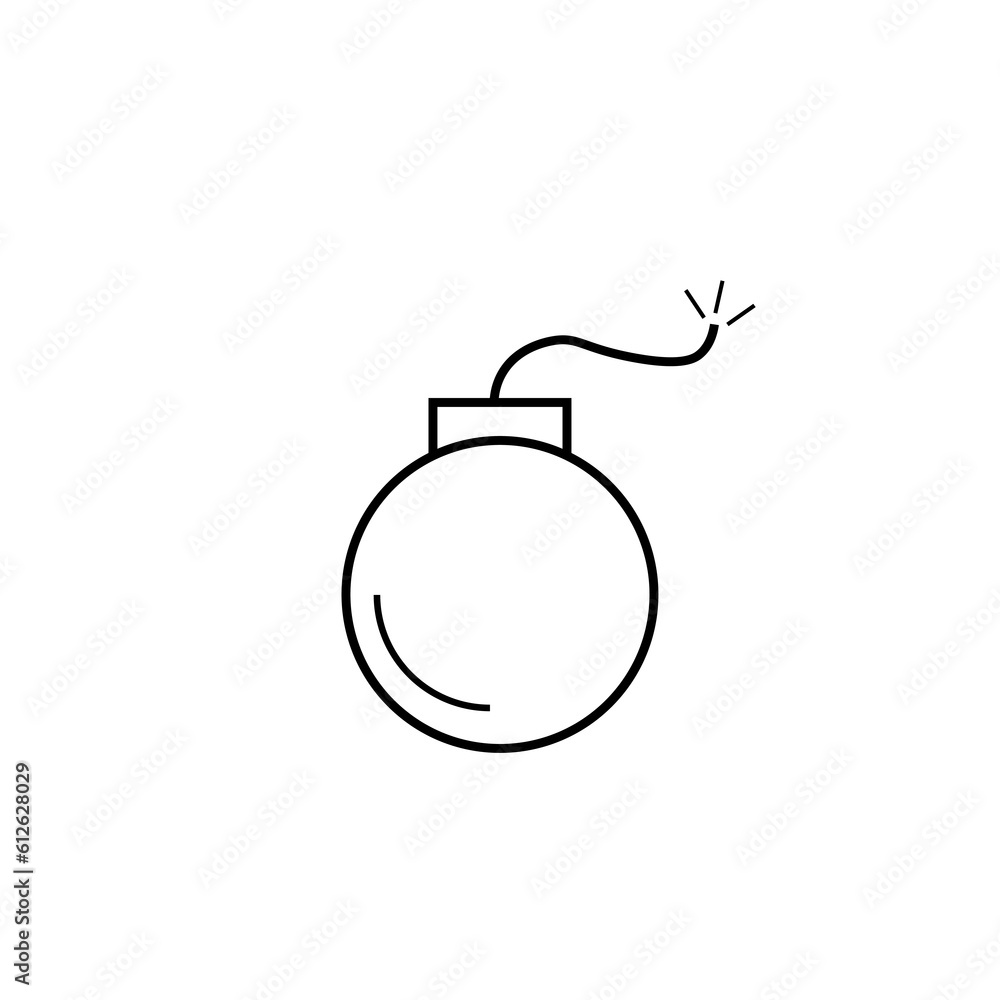Bomb icon. Line boom symbol. Trendy flat explosion outline design. Bomb icon. Line boom symbol. Trendy flat explosion outline design.