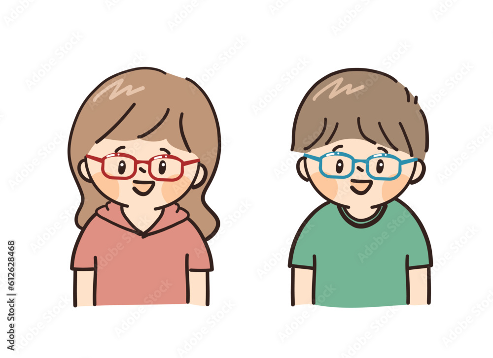 眼鏡をかけた笑顔の子ども達 眼鏡をかけた笑顔の子ども達