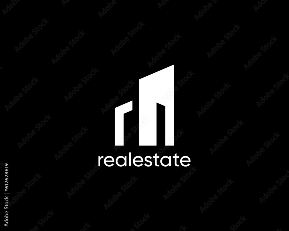 Real estate logo design template for business identity. Modern building, apartment, architecture, construction, skyscrapers, cityscape, residence, property logo design concept.